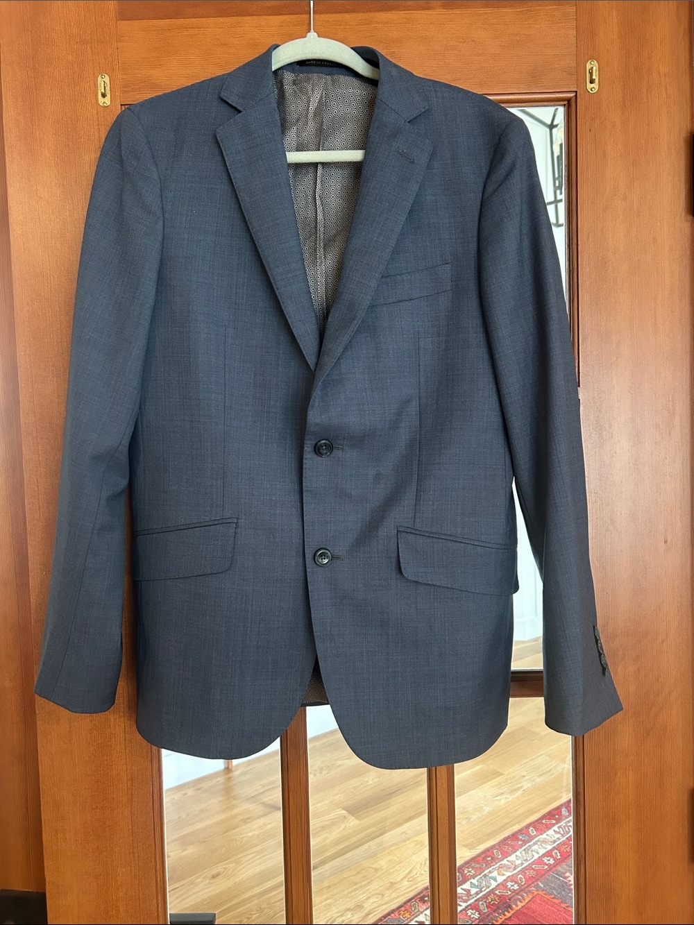 Men's Tailored Slate Blue Two-Button Suit Jacket
